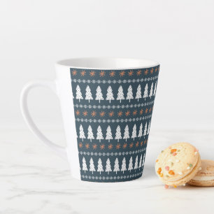 Moderne Scandinavische winterkerstboomstructuur Latte Mok