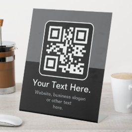 Moderne Scannbare QR-code | Zwart Grijs & Wit Reclamebord Met Voetstuk