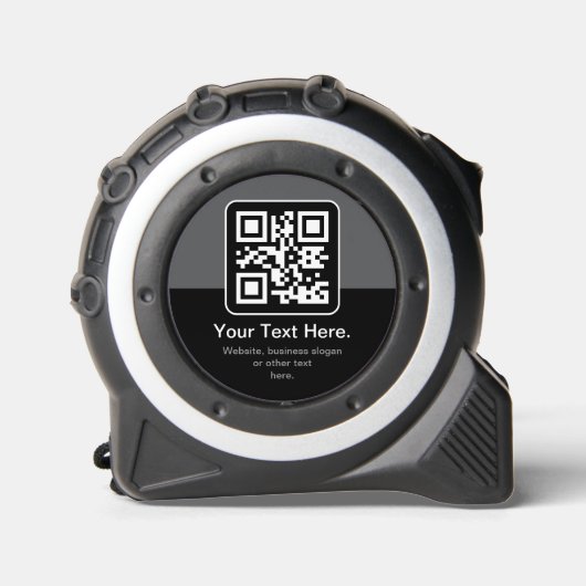 Moderne Scannbare QR-code | Zwart Grijs & Wit Rolmaat (Voorkant)