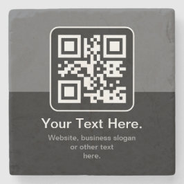 Moderne Scannbare QR-code | Zwart Grijs & Wit Stenen Onderzetter
