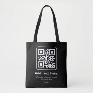 Moderne Scannbare QR-code | Zwart Wit & Grijs Draagtas