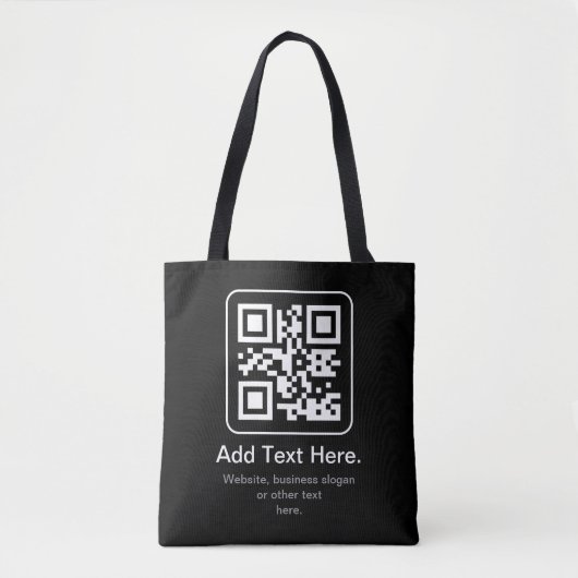 Moderne Scannbare QR-code | Zwart Wit & Grijs Draagtas (Voorkant)