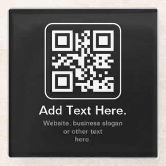 Moderne Scannbare QR-code | Zwart Wit & Grijs Glazen Onderzetter