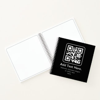Moderne Scannbare QR-code | Zwart Wit & Grijs Notitieboek