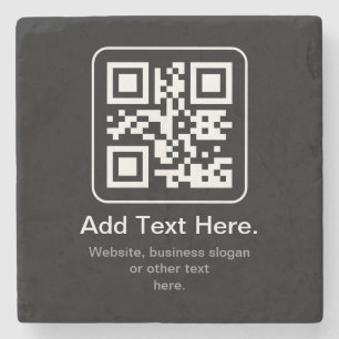 Moderne Scannbare QR-code   Zwart Wit & Grijs Stenen Onderzetter