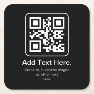 Moderne Scannbare QR-code   Zwart Wit & Grijs Vierkante Kartonnen Onderzetter