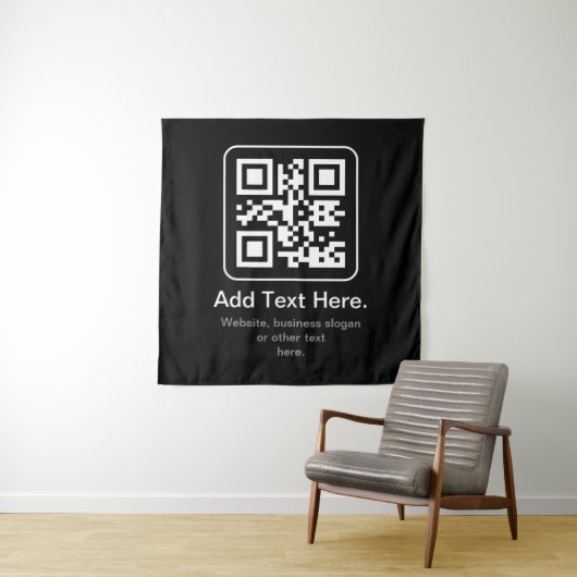 Moderne Scannbare QR-code | Zwart Wit & Grijs Wandkleed (In Situ (horizontaal))