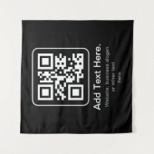 Moderne Scannbare QR-code | Zwart Wit & Grijs Wandkleed (Voorkant)