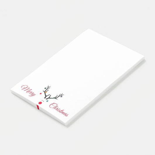 Moderne schattige abstracte kerstredeers op wit post-it® notes (Schuin)