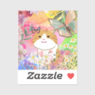 Moderne schattige bloesem kat sticker