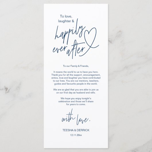 Moderne schattige, bruiloft plaats instelling dank programma (Voorkant)