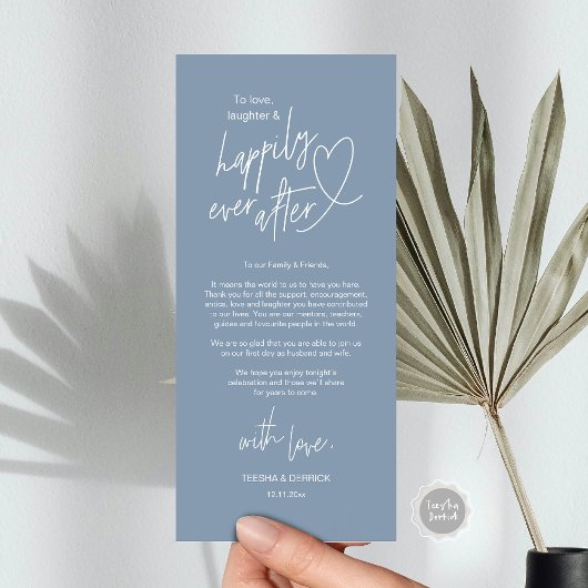 Moderne schattige, bruiloft plaats instelling dank programma