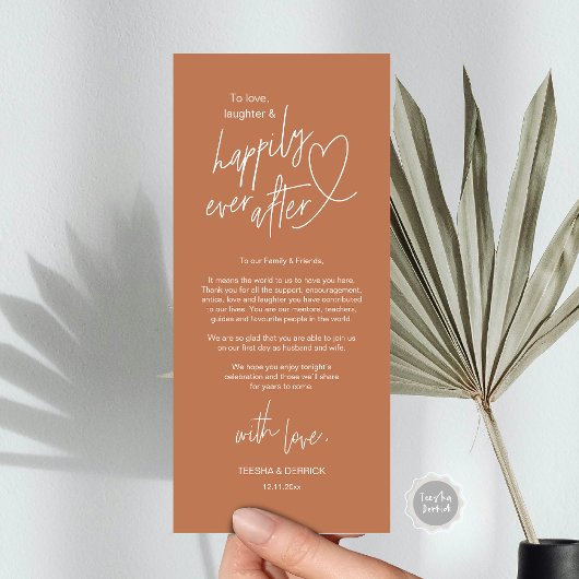 Moderne schattige, bruiloft plaats instelling dank programma