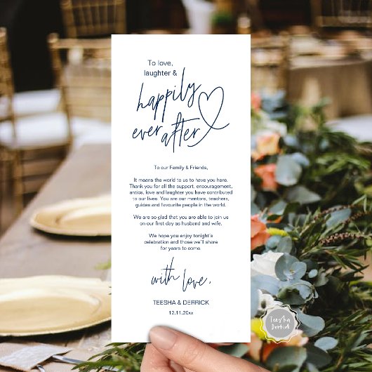 Moderne schattige, bruiloft plaats instelling dank programma