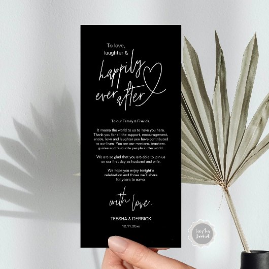 Moderne schattige, bruiloft plaats instelling dank programma