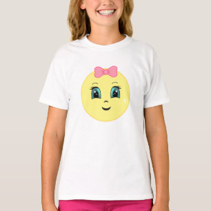 Moderne Schattige Gelukkige Zon Gezicht & Lint T-shirt