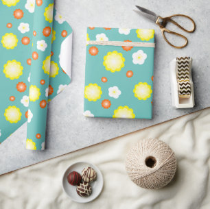 Moderne schattige gradient Daisy bloemen patroon m Cadeaupapier