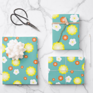 Moderne schattige gradient Daisy bloemen patroon m Inpakpapier Vel