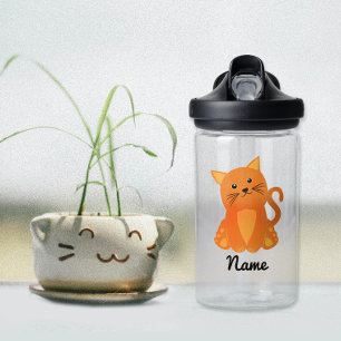 Moderne Schattige Lieve Oranje Kitten Kat Cartoon Waterfles