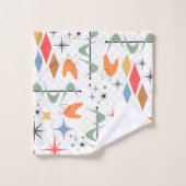 Moderne, schattige retro atoomsterborst lijnwit bad handdoek (Wasdoekje)