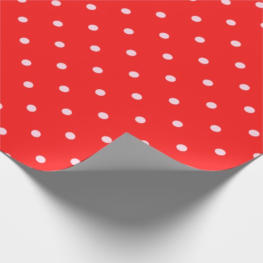 Moderne schattige rode en witte stippen cadeaupapier (Hoek)