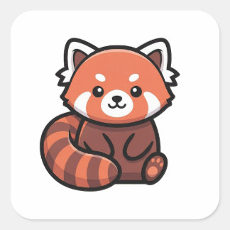 Moderne Schattige Rode Panda – Speelse Dierenillus Vierkante Sticker