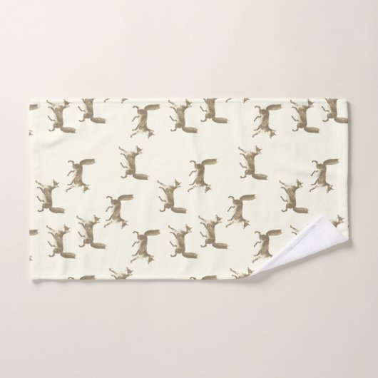 Moderne  Schattigee Beige Fox Pattern op Ivoor Bad Handdoek (Handdoek)
