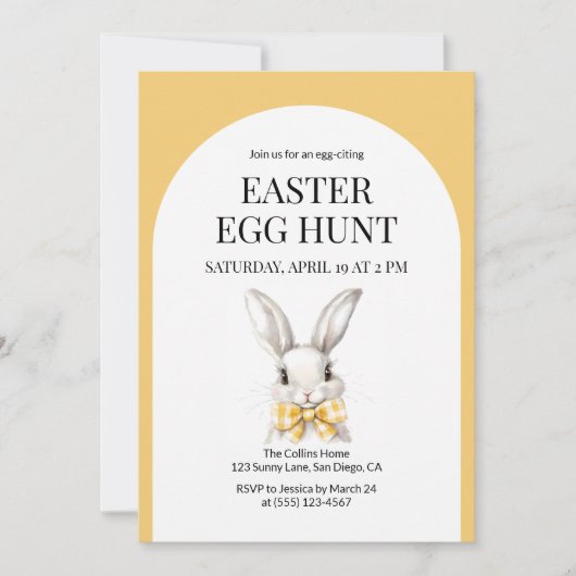 Moderne Schattigee Bunny Easter Egg Hunt Rabbit Ar Kaart (Voorkant)