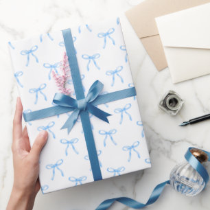 Moderne Schattigee Coquette Blue Bow Christmas Cadeaupapier