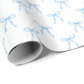 Moderne Schattigee Coquette Blue Bow Christmas Cadeaupapier (Rol Hoek)