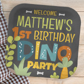 Moderne Schattigee Dino Dinosaur Kind is jarig Papieren Bordje