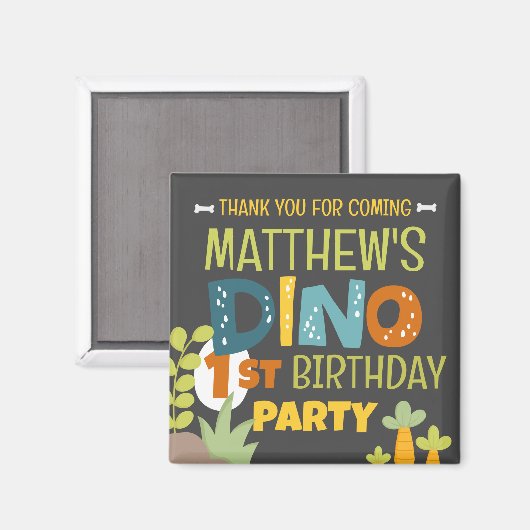 Moderne Schattigee Dino Dinosaur Kind Verjaardag D Magneet (Voorkant / Achterkant)