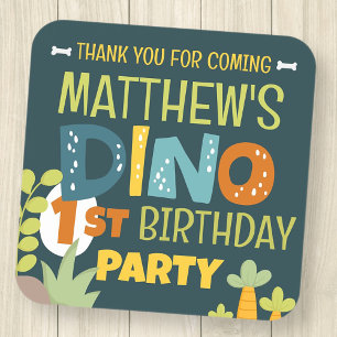 Moderne Schattigee Dino Dinosaur Kind Verjaardag D Vierkante Sticker