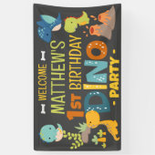 Moderne Schattigee Dino Dinosaur Kind's Verjaardag Spandoek (Verticaal)