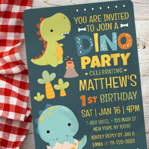 Moderne Schattigee Dinosaurus Dino Kind's Verjaard Kaart