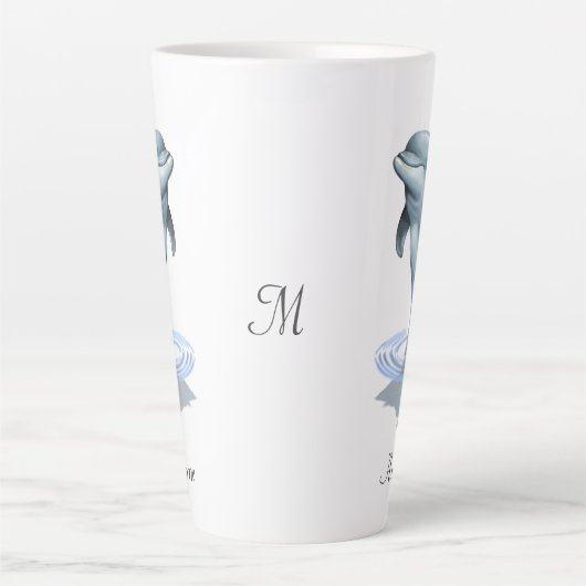 Moderne Schattigee dolfijn, script en monogram Latte Mok (Voorkant)