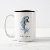 Moderne Schattigee dolfijn, script en monogram Tweekleurige Koffiemok (Links)