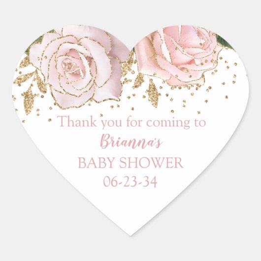 Moderne Schattigee Floral Baby Meisje Douche Hart  Hart Sticker (Voorkant)