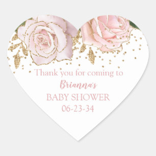 Moderne Schattigee Floral Baby Meisje Douche Hart  Hart Sticker