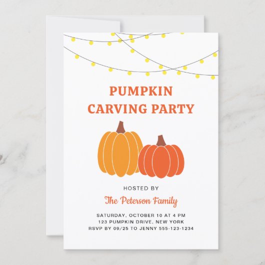 Moderne Schattigee Halloween Pumpkin Carving Party Kaart (Voorkant)