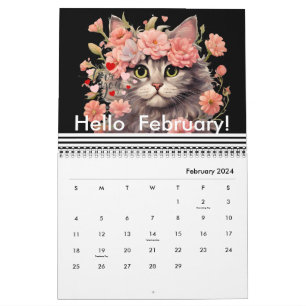 Moderne Schattigee Kattenbloem Dagelijks Maandelij Kalender