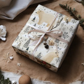 Moderne Schattigee Kerst Polar Beren Cadeaupapier