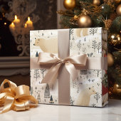 Moderne Schattigee Kerst Polar Beren Cadeaupapier