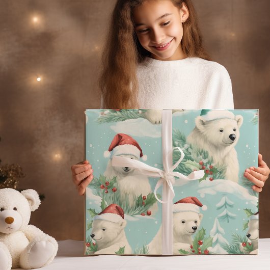 Moderne Schattigee kerst teddybeer Cadeaupapier