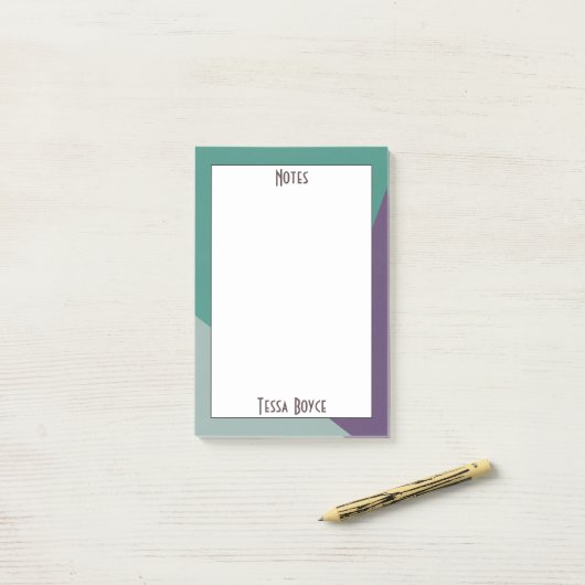 Moderne Schattigee Paarse Groene Kleurrijke Monogr Post-it® Notes (Op bureau)