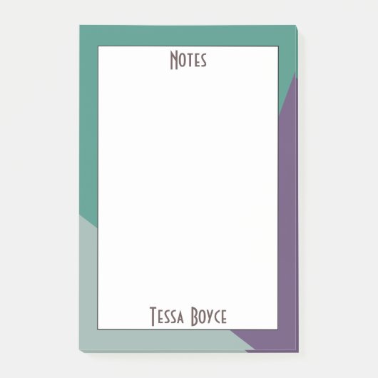 Moderne Schattigee Paarse Groene Kleurrijke Monogr Post-it® Notes (Voorkant)