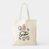 Moderne Schattigee Pastel Roze Konijn Naam Tote Bag (Achterkant)
