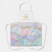 Moderne Schattigee pastelkleuren Glitter Monogram Schort (Voorkant)