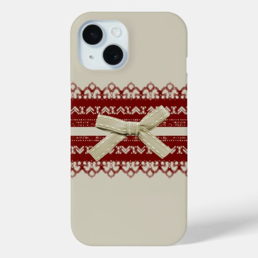 moderne Schattigee Rode Kant Beige Mode Case-Mate iPhone Case (Achterkant)