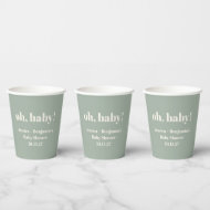 Moderne Schattigee Sage Groene Baby shower Aangepa Papieren Bekers